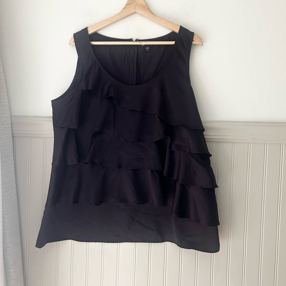 GAP XL Deep Dark Purple Layered Ruffle Blouse